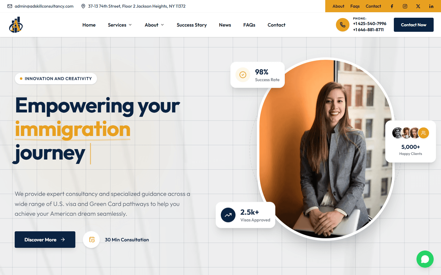 AdSkill Consultancy — US Immigration & Visa Guidance Platform